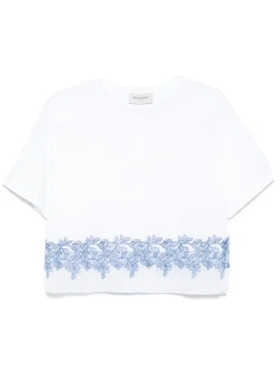Ermanno Embroidered Cotton T-shirt In White