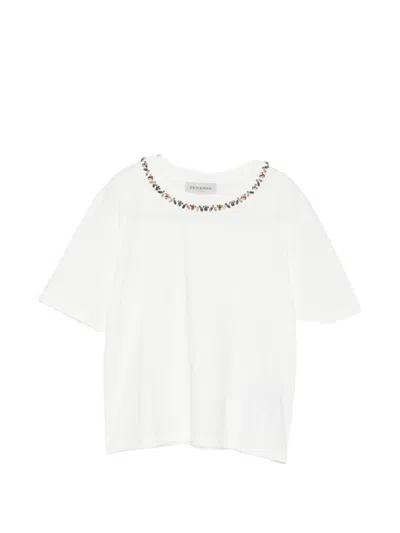 Ermanno Embroidered Cotton T-shirt In White
