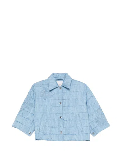 Ermanno Embroidered Cropped Jacket In Blue