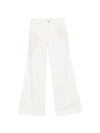 Ermanno Embroidered Denim Jeans In White