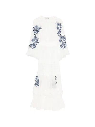Ermanno Embroidered Maxi Dress In White