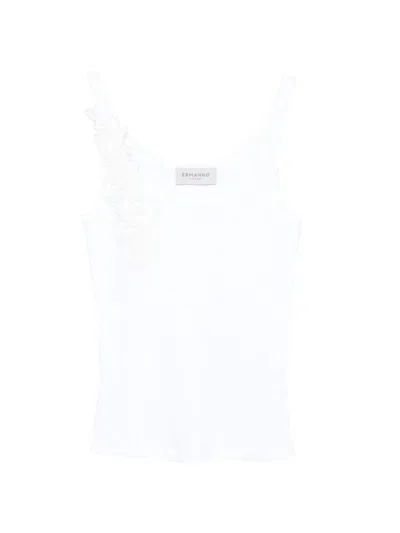 Ermanno Embroidered Tank Top In White