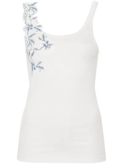 Ermanno Embroidered Tank Top In White