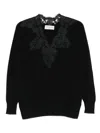 Ermanno Embroidered V-necked Sweater In Black