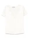 Ermanno Embroidered V-necked T-shirt In Neutral