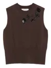 Ermanno Embroidered Vest In Brown