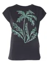 ERMANNO ERMANNO SCERVINO BLACK T-SHIRT WITH PRINT