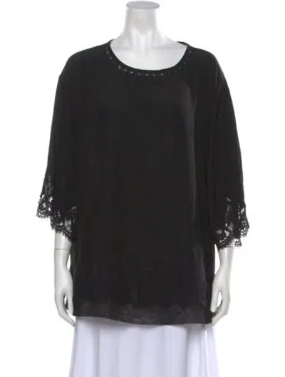 Pre-owned Ermanno Ermanno Scervino Crew Neck Three-quarter Sleeve Blouse In Black
