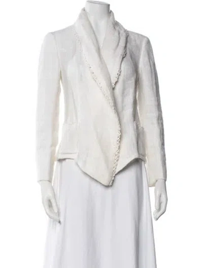 Pre-owned Ermanno Ermanno Scervino Linen Tweed Pattern Blazer In White