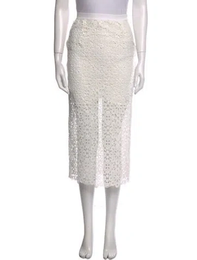 Pre-owned Ermanno Ermanno Scervino Mesh Accents Midi Length Skirt In White