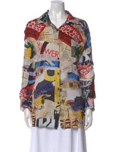 Pre-owned Ermanno Ermanno Scervino Printed Long Sleeve Button-up Top In Multi
