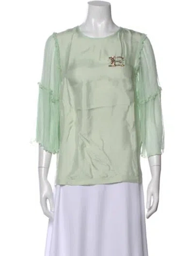 Pre-owned Ermanno Ermanno Scervino Silk Crew Neck Blouse W/ Tags In Green