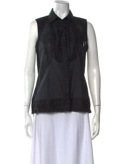 Pre-owned Ermanno Ermanno Scervino Sleeveless Button-up Top In Black