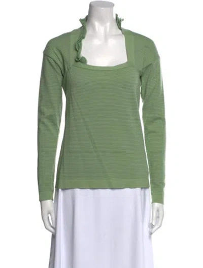 Pre-owned Ermanno Ermanno Scervino Square Neckline Long Sleeve Top In Green