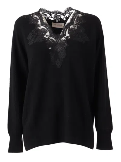Ermanno Ermanno Scervino V Neck Sweater In Black