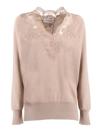 Ermanno Ermanno Scervino V Neck Sweater In Neutral