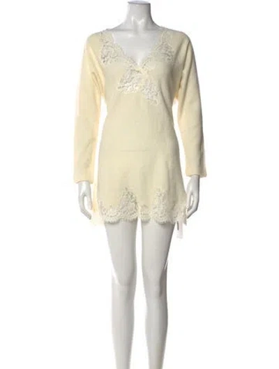 Pre-owned Ermanno Ermanno Scervino Wool V-neck Sweater In Neutrals