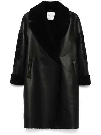 Ermanno Faux Fur Midi Coat In Black
