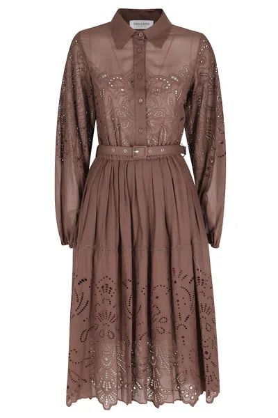 Ermanno Firenze Abito Con Cintura In Brown