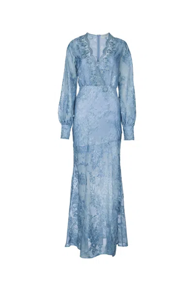 Ermanno Firenze Abito Con Sottoveste In Blue