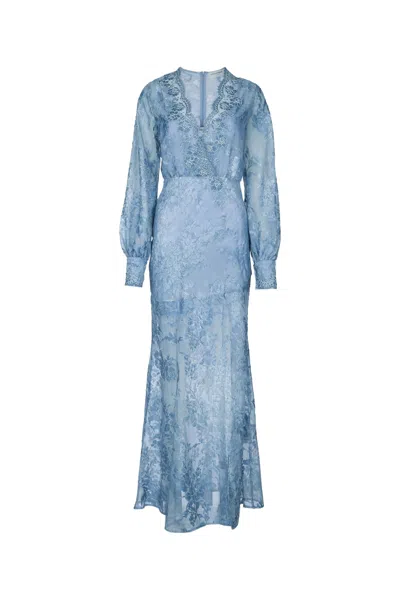 Ermanno Firenze Abito Con Sottoveste In Blue