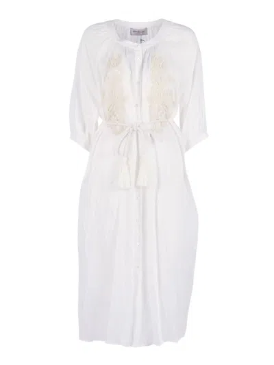 Ermanno Firenze Abito C/sottoveste Con Cintura In White