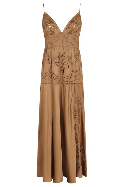 Ermanno Firenze Abito Lungo Senza Manica In Brown