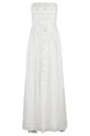 Ermanno Firenze Sleeveless Flared Tulle Dress With Tone-on-tone Embroidery In Off White