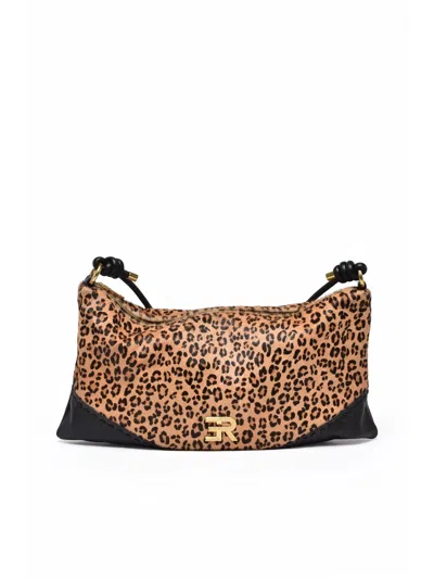 Ermanno Firenze Alicia Leopard Print Shoulder Bag With Gold Hardware Accents In Animal Print