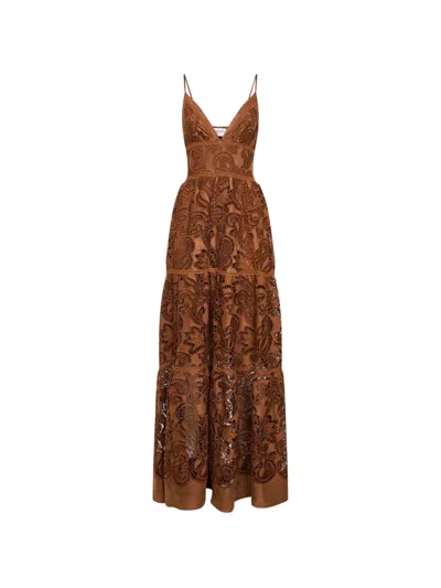 Ermanno Firenze A-line Paisley Dress In Brown