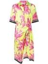 Ermanno Firenze Palm-print Wrap Dress In Yellow