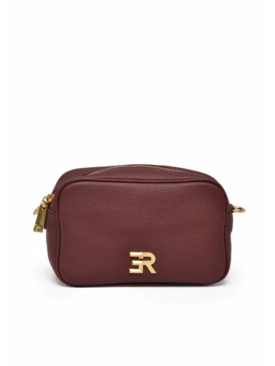 Ermanno Firenze Amelia Shoulder Bag In Textured Red Cowhide Leather In Burgundy