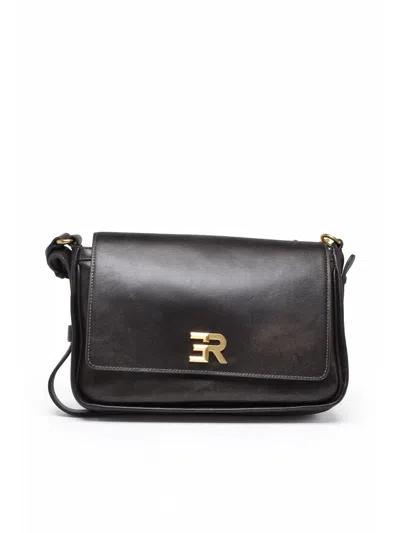 Ermanno Firenze Angelica Shoulder Bag Crafted From Bovine Leather In Black