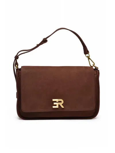 Ermanno Firenze Angelica Shoulder Bag In Rich Brown Bovine Leather
