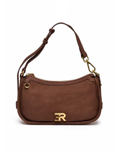 Ermanno Firenze Angelica Shoulder Bag With Gold-tone Hardware And Adjustable Strap In Brown