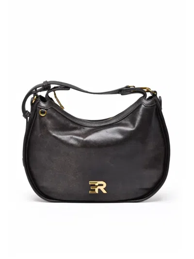 Ermanno Firenze Angelica Shoulder Bag With Luxurious Bovine Leather And Spacious Design In Black