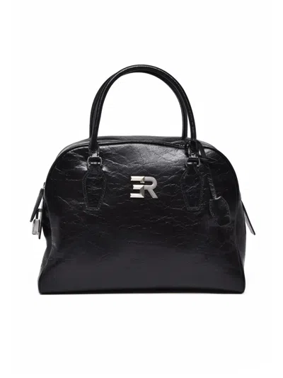 Ermanno Firenze Anita Handbag In 100% Cowhide Leather With Versatile Carrying Options In Black