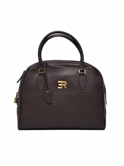 Ermanno Firenze Anita Handbag With Textured Leather And Dual Carrying Options In Black