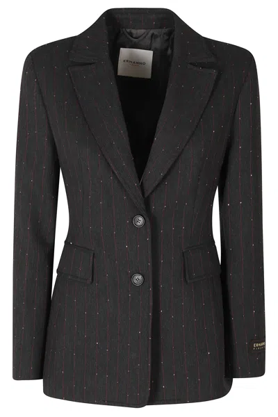 Ermanno Firenze Anthracite Tailored Single-breasted Blazer In Black