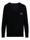 Ermanno Firenze Wool And Cashmere Sweater With Jeweled Logo In Black