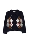 Ermanno Firenze 아가일 니트 칼라 가디건 In Black