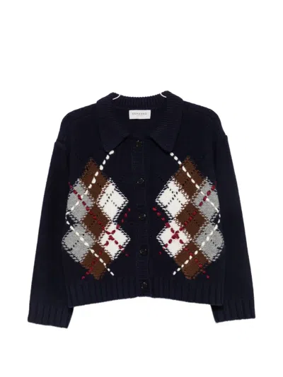 Ermanno Firenze 아가일 니트 칼라 가디건 In Black