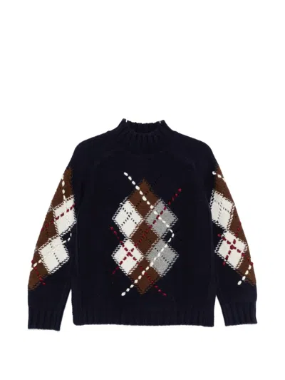 ERMANNO FIRENZE ARGYLE-KNIT HIGH-NECK KNIT