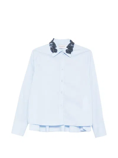 Ermanno Firenze Beaded Ruffled Shirt In Blue