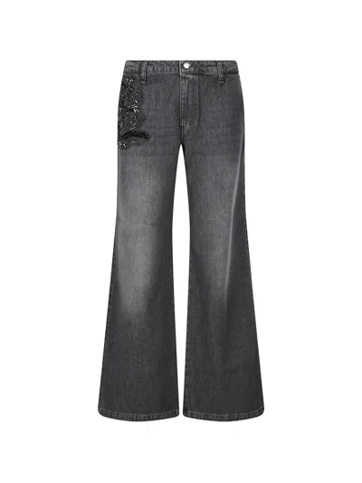 Ermanno Firenze Bead-embellished Flared Jeans In Black
