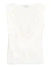 Ermanno Firenze Lace Trim Sleeveless Top With Deep V-neck In Multi