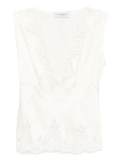 ERMANNO FIRENZE BEIGE EMBROIDERED TOP