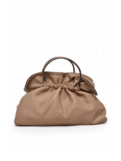 Ermanno Firenze Beige Octavia Gathered Polyurethane Shoulder Bag In Brown