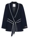 Ermanno Firenze Belted Blazer In Blue