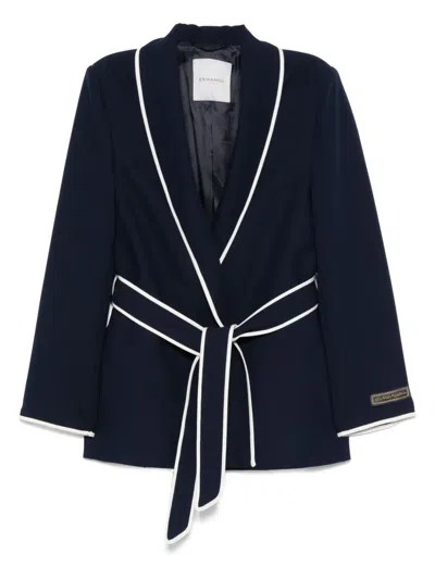 Ermanno Firenze Belted Blazer In Blue